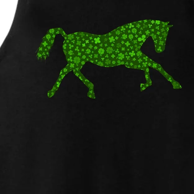 St Patricks Day Horseback Riding Shamrock Paddys Day Great Gift Ladies Tri-Blend Wicking Tank