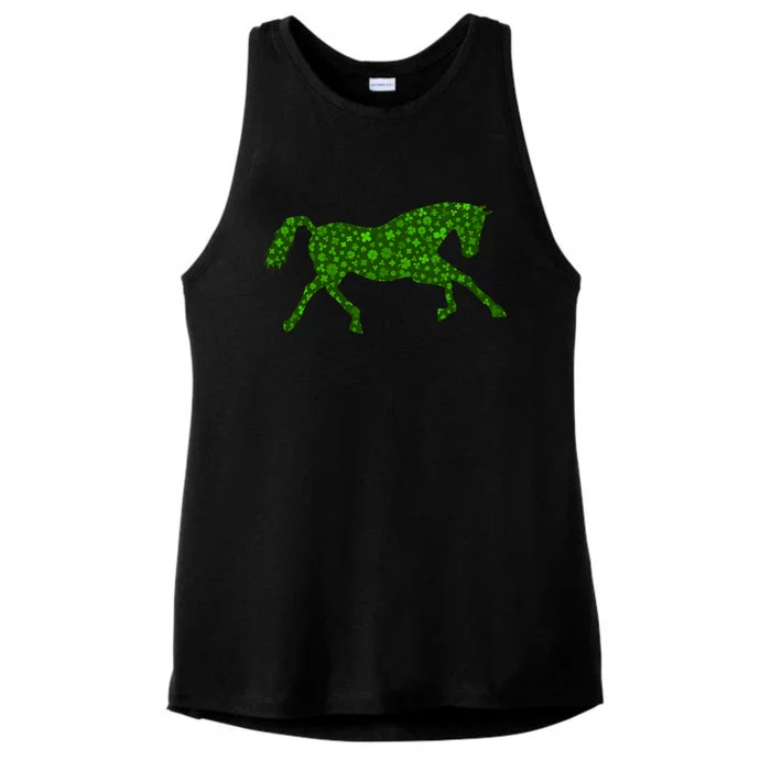 St Patricks Day Horseback Riding Shamrock Paddys Day Great Gift Ladies Tri-Blend Wicking Tank