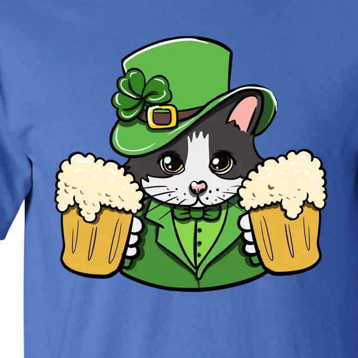 St Patrick's Day Cat And Beer Luck Cloverleaf Gift Tall T-Shirt