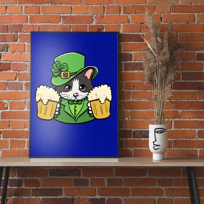 St Patrick's Day Cat And Beer Luck Cloverleaf Gift Poster