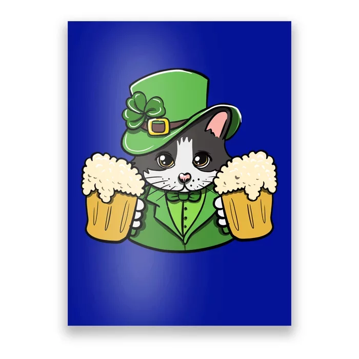 St Patrick's Day Cat And Beer Luck Cloverleaf Gift Poster