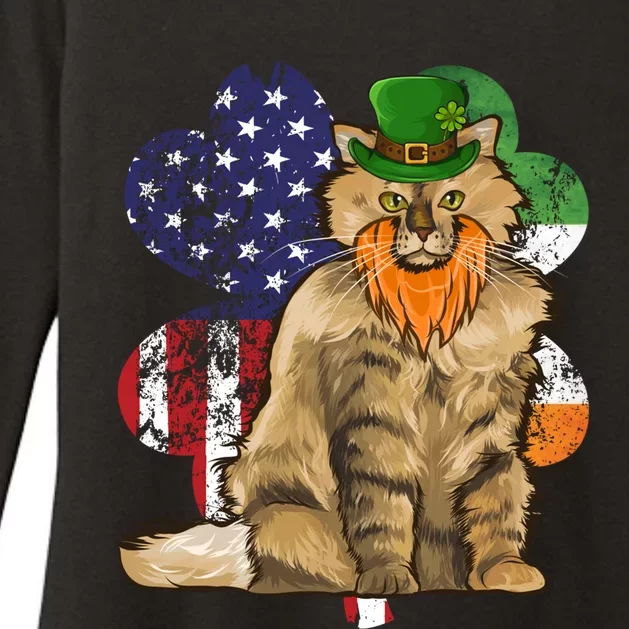 St Patricks Day Irish American Flag Selkirk Rex Cat Gift Womens CVC Long Sleeve Shirt