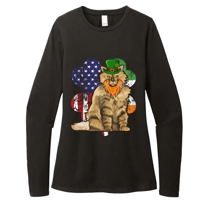 St Patricks Day Irish American Flag Selkirk Rex Cat Gift Womens CVC Long Sleeve Shirt