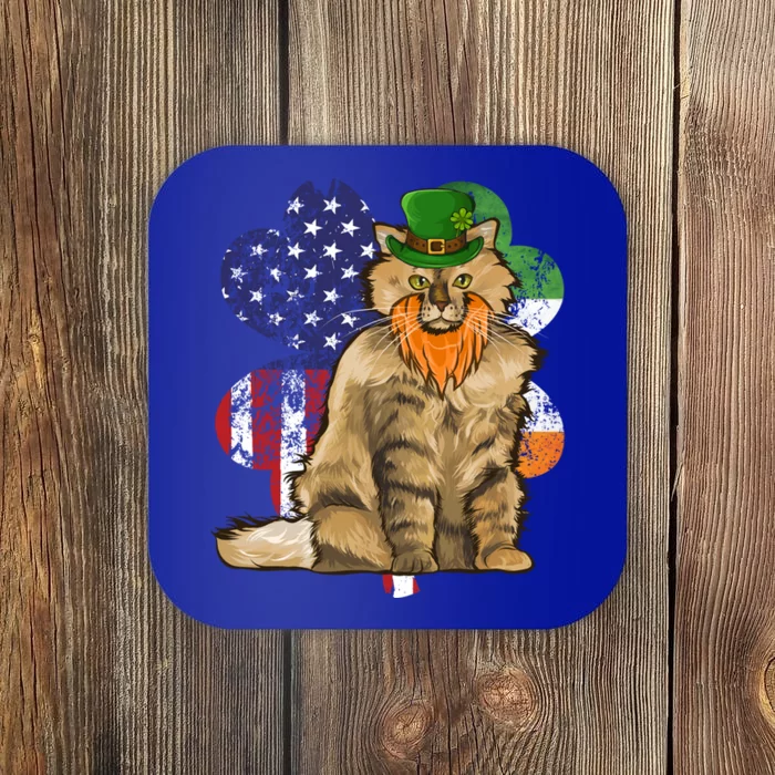 St Patricks Day Irish American Flag Selkirk Rex Cat Gift Coaster