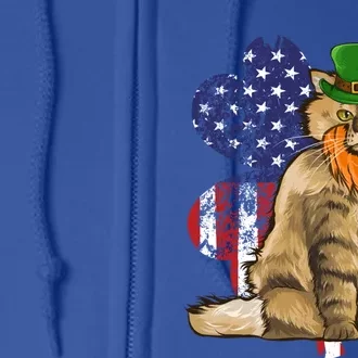 St Patricks Day Irish American Flag Selkirk Rex Cat Gift Full Zip Hoodie