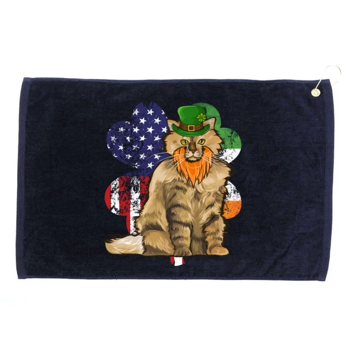 St Patricks Day Irish American Flag Selkirk Rex Cat Gift Grommeted Golf Towel