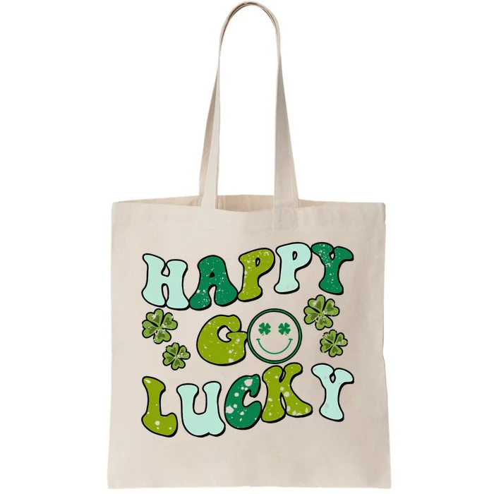 St Patricks Day Happy Go Lucky Shamrock Irish Retro Tote Bag