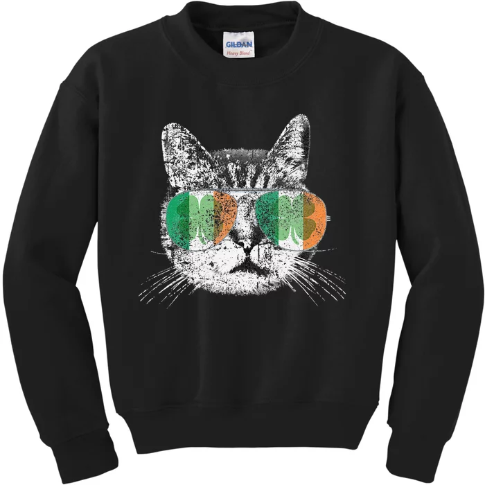 St Patrick's Day Cat Tricks Irish Saint Catty's Shamrock Kids Sweatshirt