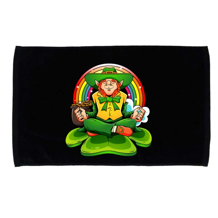 St Patricks Day Irish Yoga Leprechaun Meditating Yogi Patty Gift Microfiber Hand Towel