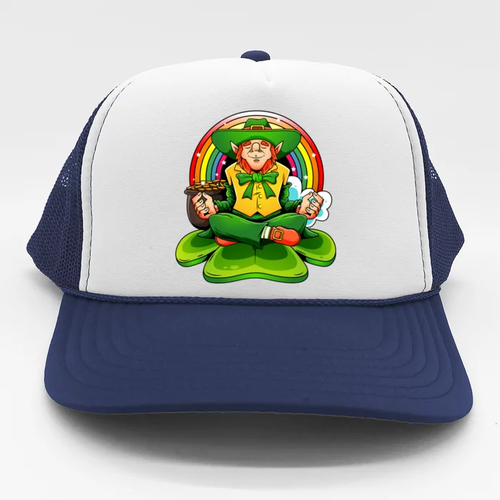 St Patricks Day Irish Yoga Leprechaun Meditating Yogi Patty Gift Trucker Hat