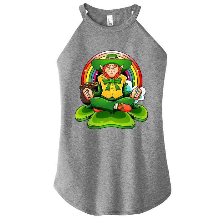 St Patricks Day Irish Yoga Leprechaun Meditating Yogi Patty Gift Women’s Perfect Tri Rocker Tank