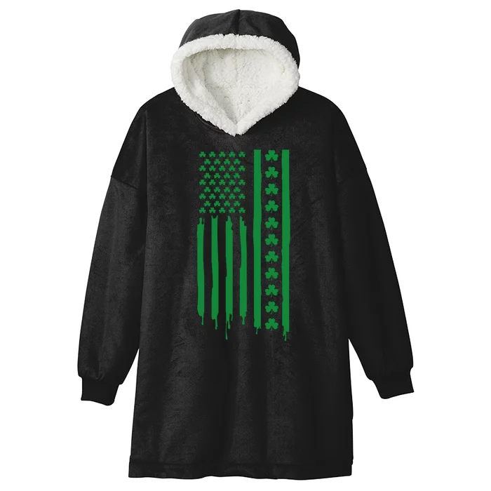 St Patricks Day Usa Flag Gift Hooded Wearable Blanket