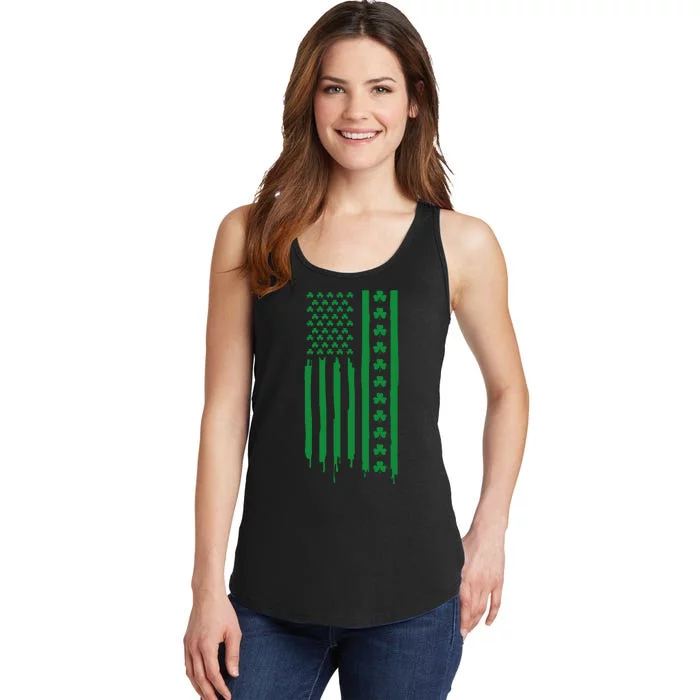 St Patricks Day Usa Flag Gift Ladies Essential Tank