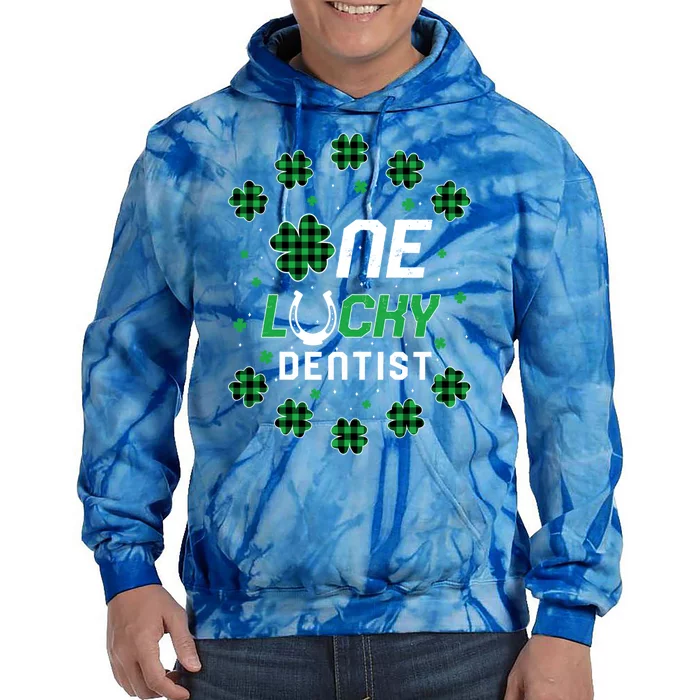 St Patricks Day Prek Kinder One Lucky Dentist Gift Tie Dye Hoodie