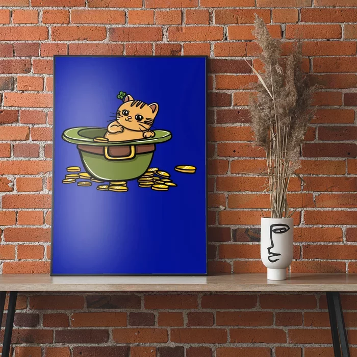 St Patrick's Day Cat And Pot Of Coins Gift Poster