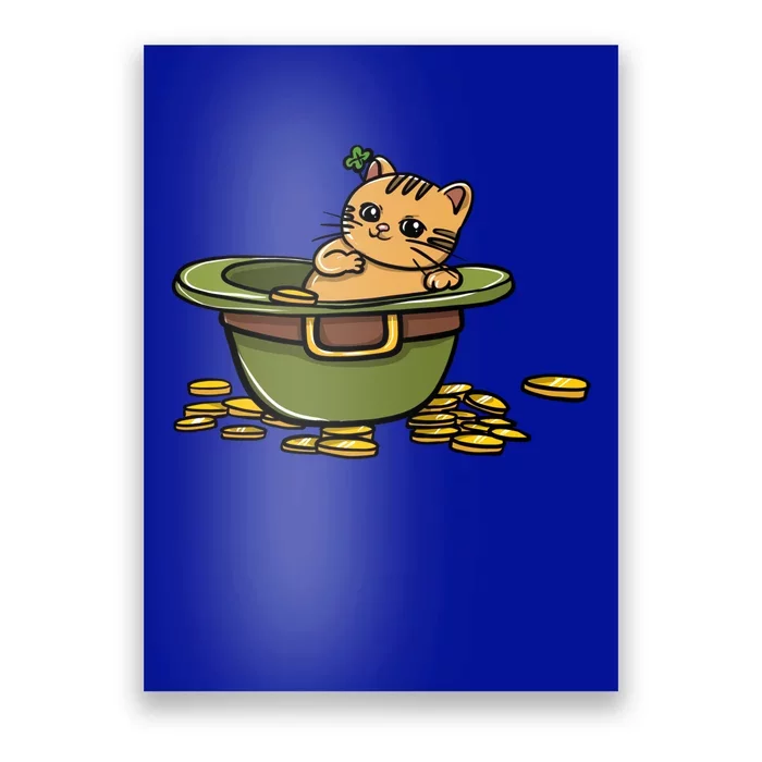 St Patrick's Day Cat And Pot Of Coins Gift Poster