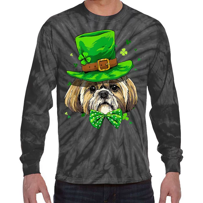 St Patrick's Day Leprechaun Shamrock Shih Tzu Irish Pet Dog Tie-Dye Long Sleeve Shirt