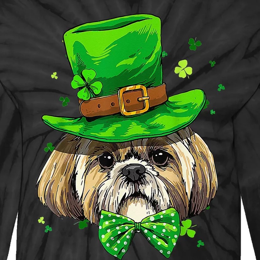 St Patrick's Day Leprechaun Shamrock Shih Tzu Irish Pet Dog Tie-Dye Long Sleeve Shirt