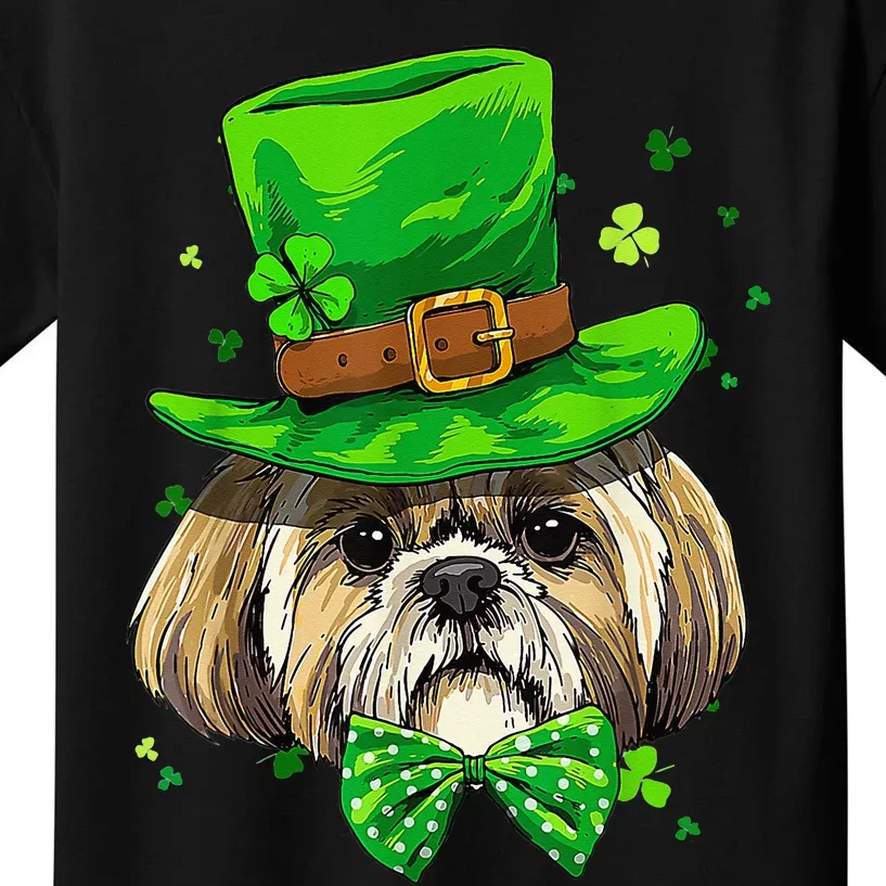 St Patrick's Day Leprechaun Shamrock Shih Tzu Irish Pet Dog Kids T-Shirt