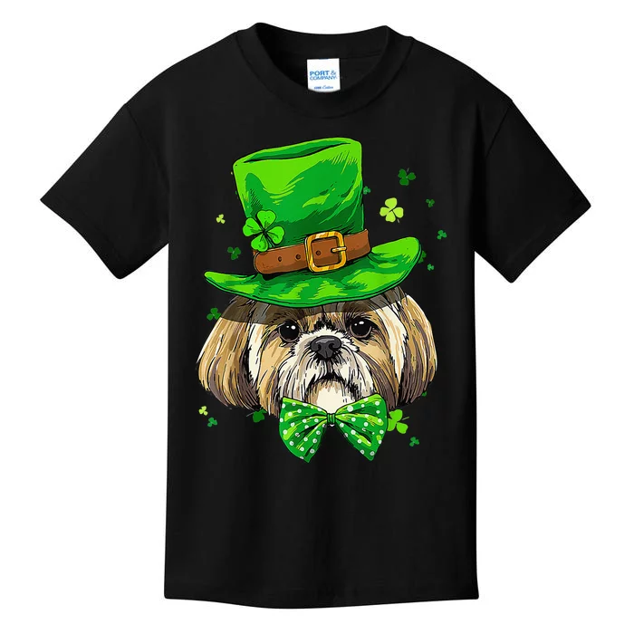 St Patrick's Day Leprechaun Shamrock Shih Tzu Irish Pet Dog Kids T-Shirt