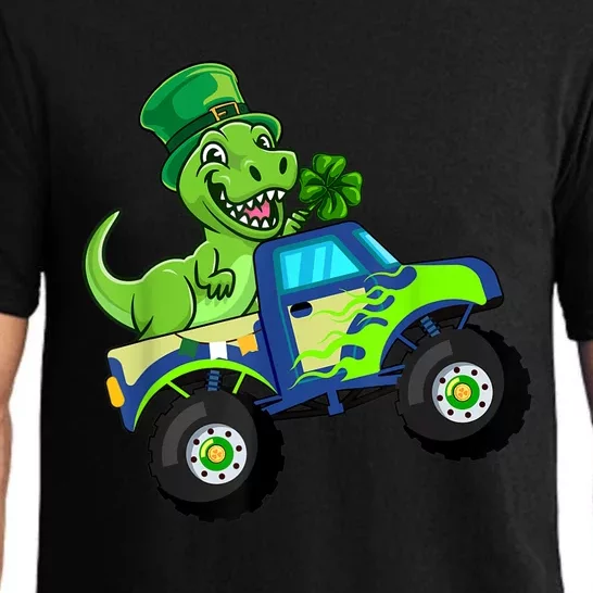 St Patricks Day Cute Dinosaur Monster Truck Gift Kid.s Boys Pajama Set