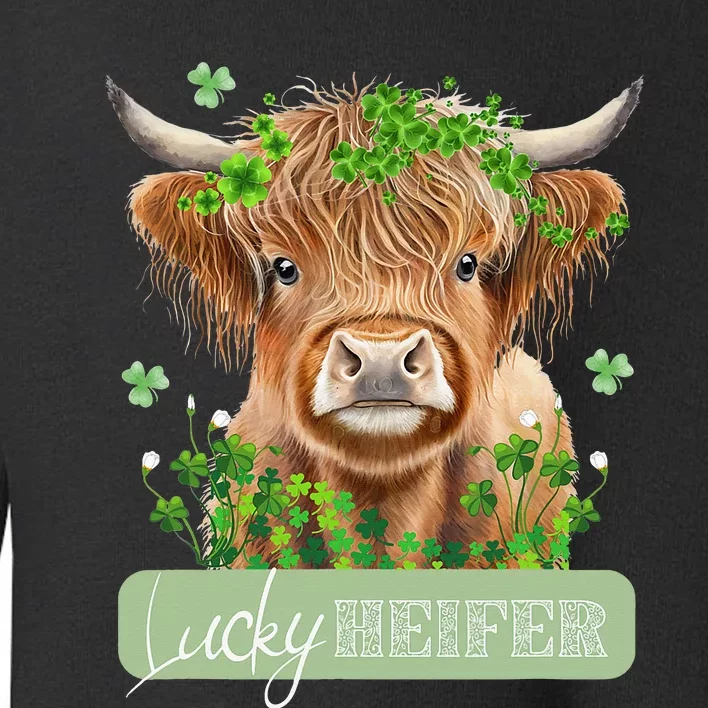 St. Patrick’s Day Highland Cow Funny Highland Heifer Toddler Sweatshirt