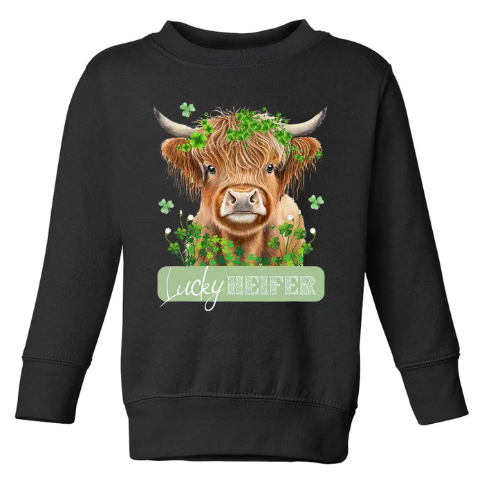 St. Patrick’s Day Highland Cow Funny Highland Heifer Toddler Sweatshirt