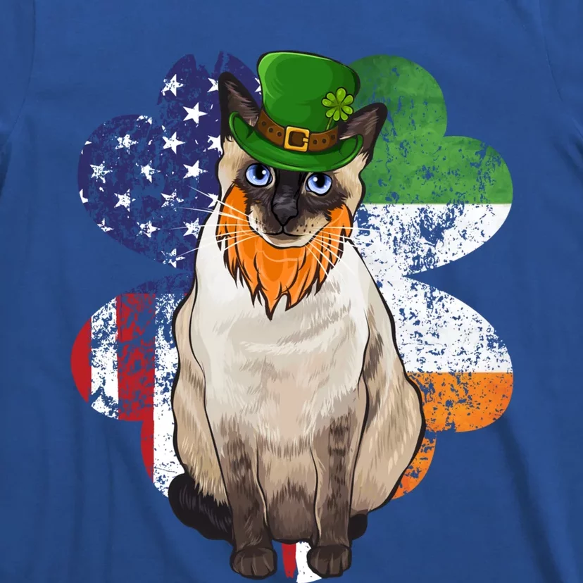 St Patricks Day Irish American Flag Siamese Cat Gift T-Shirt