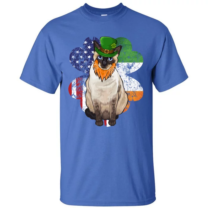 St Patricks Day Irish American Flag Siamese Cat Gift Tall T-Shirt