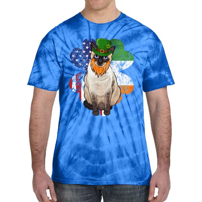 St Patricks Day Irish American Flag Siamese Cat Gift Tie-Dye T-Shirt