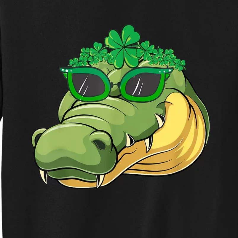 St. Patrick's Day Alligator Cute Face Sunglasses Shamrocks Sweatshirt