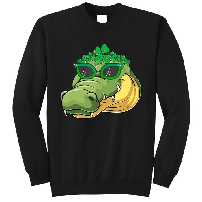 St. Patrick's Day Alligator Cute Face Sunglasses Shamrocks Sweatshirt