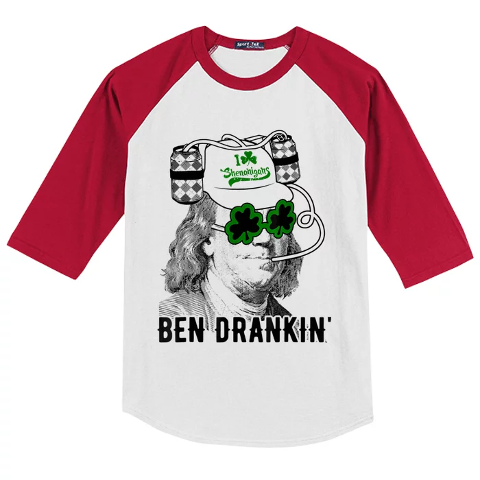 St Patricks Day, Ben Drankin, Funny St Patricks Day, St Patricks Day Drinking Kids Colorblock Raglan Jersey