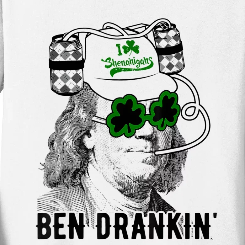 St Patricks Day, Ben Drankin, Funny St Patricks Day, St Patricks Day Drinking Kids Long Sleeve Shirt