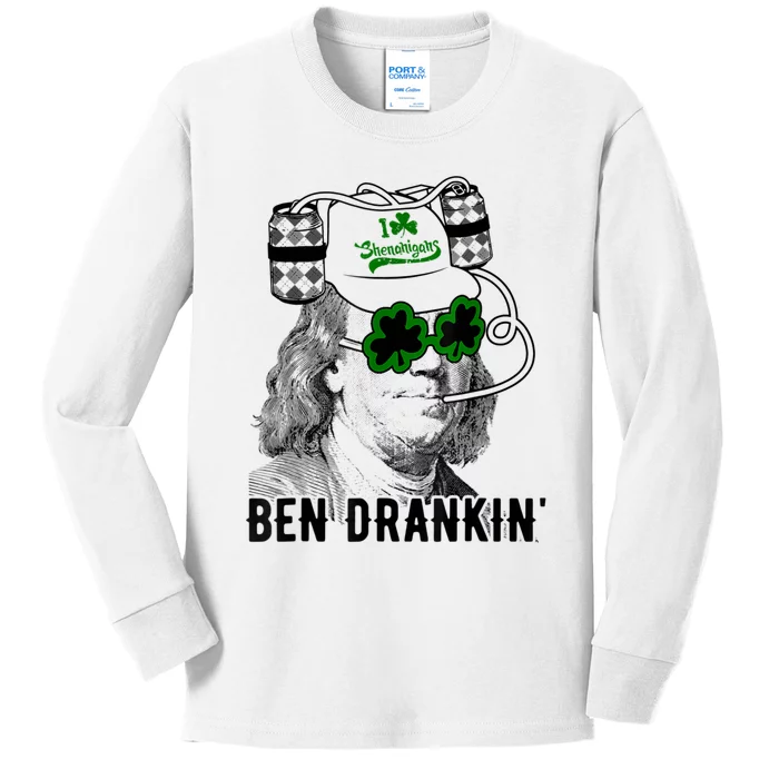 St Patricks Day, Ben Drankin, Funny St Patricks Day, St Patricks Day Drinking Kids Long Sleeve Shirt