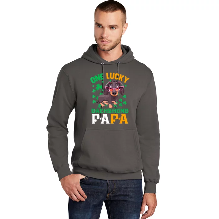 St. Patricks Day Three Cute Dogs One Lucky Dachshund Papa Gift Hoodie