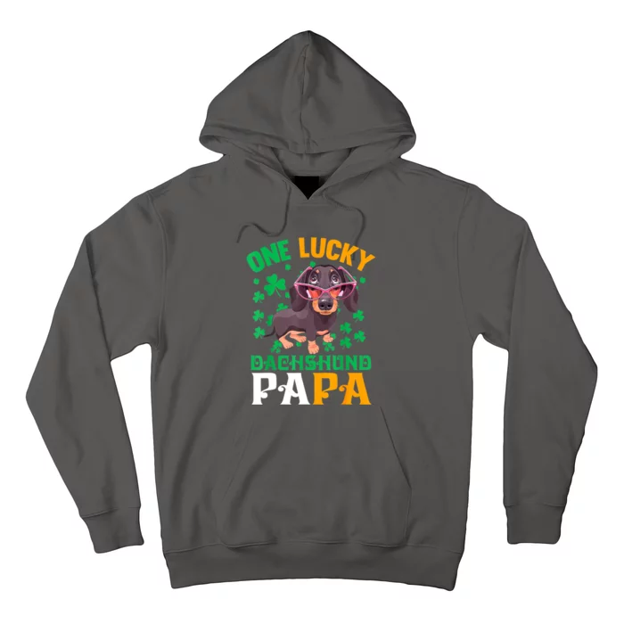 St. Patricks Day Three Cute Dogs One Lucky Dachshund Papa Gift Hoodie