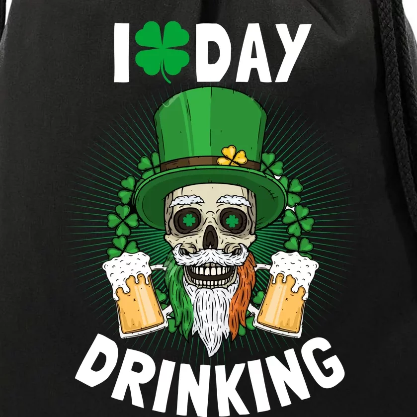 St Patricks Day I Love Day Drinking Funny Gifts Beer Lover Drawstring Bag