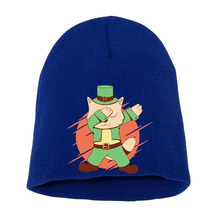 St Patrick's Day Cat Dabbing Dab Funny Gift Short Acrylic Beanie