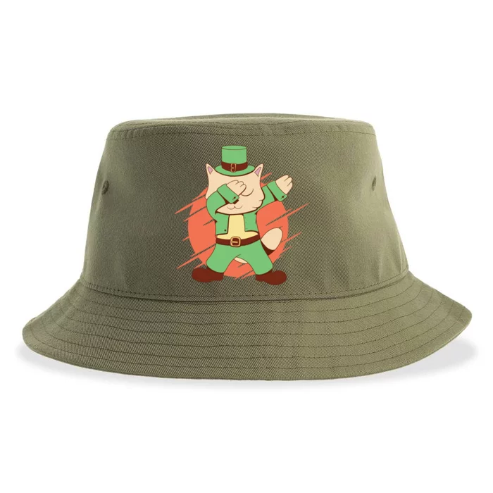 St Patrick's Day Cat Dabbing Dab Funny Gift Sustainable Bucket Hat