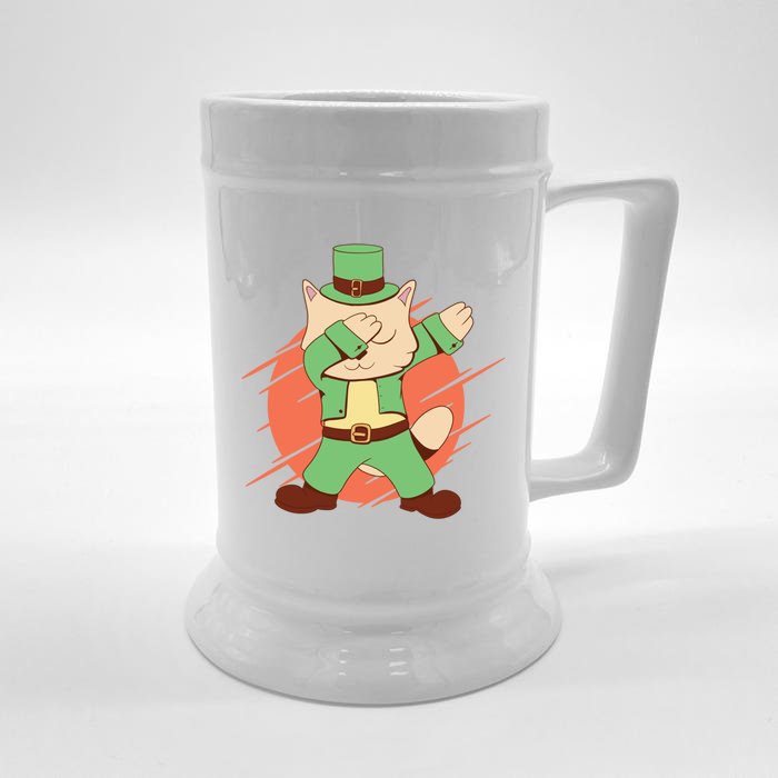 St Patrick's Day Cat Dabbing Dab Funny Gift Front & Back Beer Stein