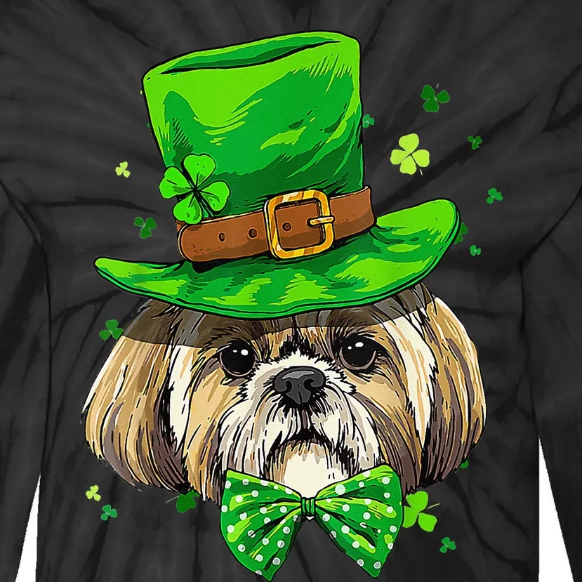 St Patrick's Day Leprechaun Shamrock Shih Tzu Irish Pet Dog Tie-Dye Long Sleeve Shirt