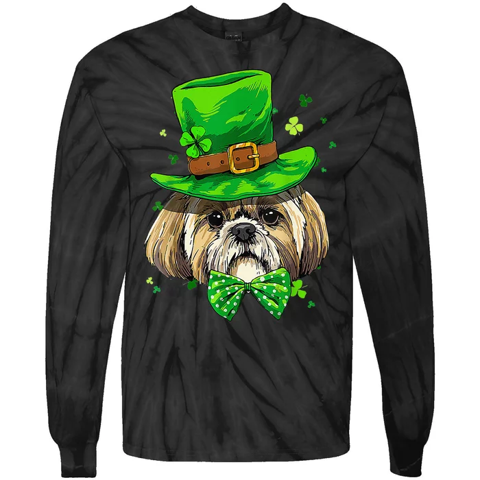 St Patrick's Day Leprechaun Shamrock Shih Tzu Irish Pet Dog Tie-Dye Long Sleeve Shirt