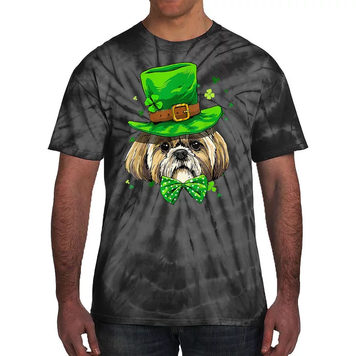 St Patrick's Day Leprechaun Shamrock Shih Tzu Irish Pet Dog Tie-Dye T-Shirt