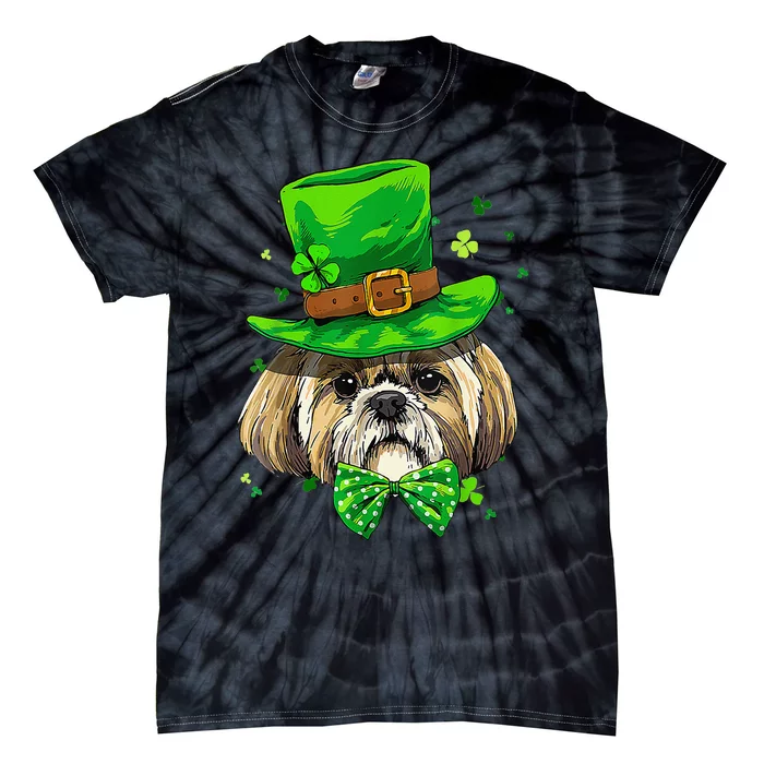 St Patrick's Day Leprechaun Shamrock Shih Tzu Irish Pet Dog Tie-Dye T-Shirt