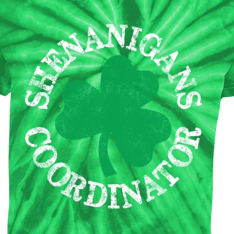 St Patricks Day Irish Shenanigans Coordinator Shamrock Kids Tie-Dye T-Shirt