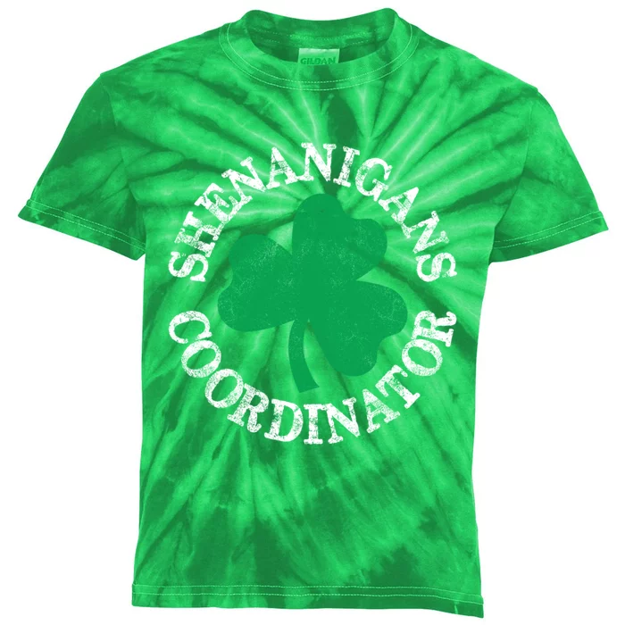 St Patricks Day Irish Shenanigans Coordinator Shamrock Kids Tie-Dye T-Shirt