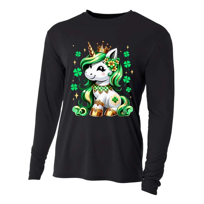 St Patrick Day Irish Unicorn Lepricorn Cooling Performance Long Sleeve Crew