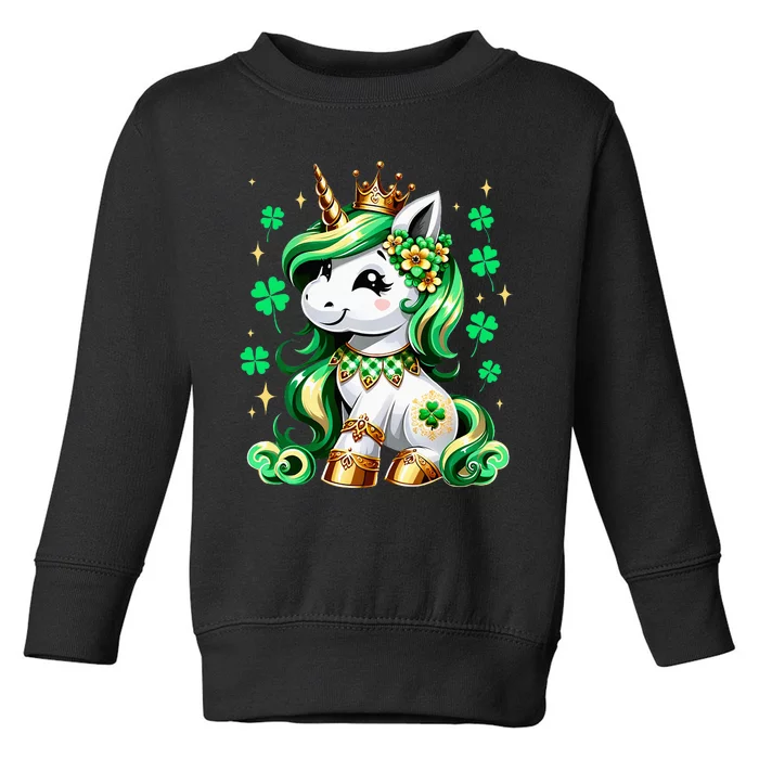 St Patrick Day Irish Unicorn Lepricorn Toddler Sweatshirt