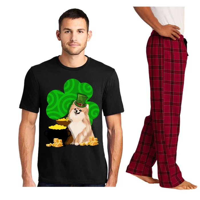 St Paddys Day Shamrock Dog Lover Pomeranian Clover Gift Pajama Set